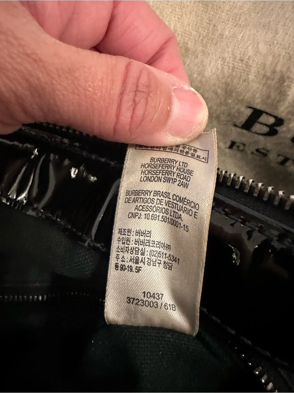 Vintage Burberry Embossed Black Patent Bowling Bag